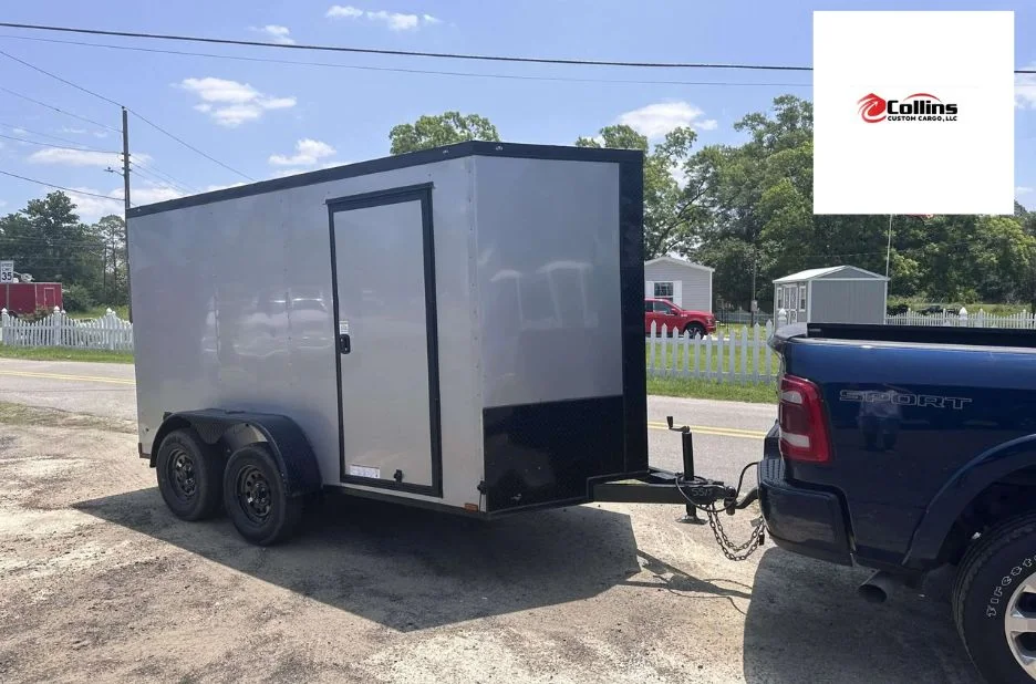 Experience Unmatched Durability and Style with the Titanium 8.5 by 24 Silver Frost Blackout Trailer from Collins Custom Cargo Experience Unmatched Durability and Style with the Titanium 8.5 by 24 Silver Frost Blackout Trailer from Collins Custom Cargo
